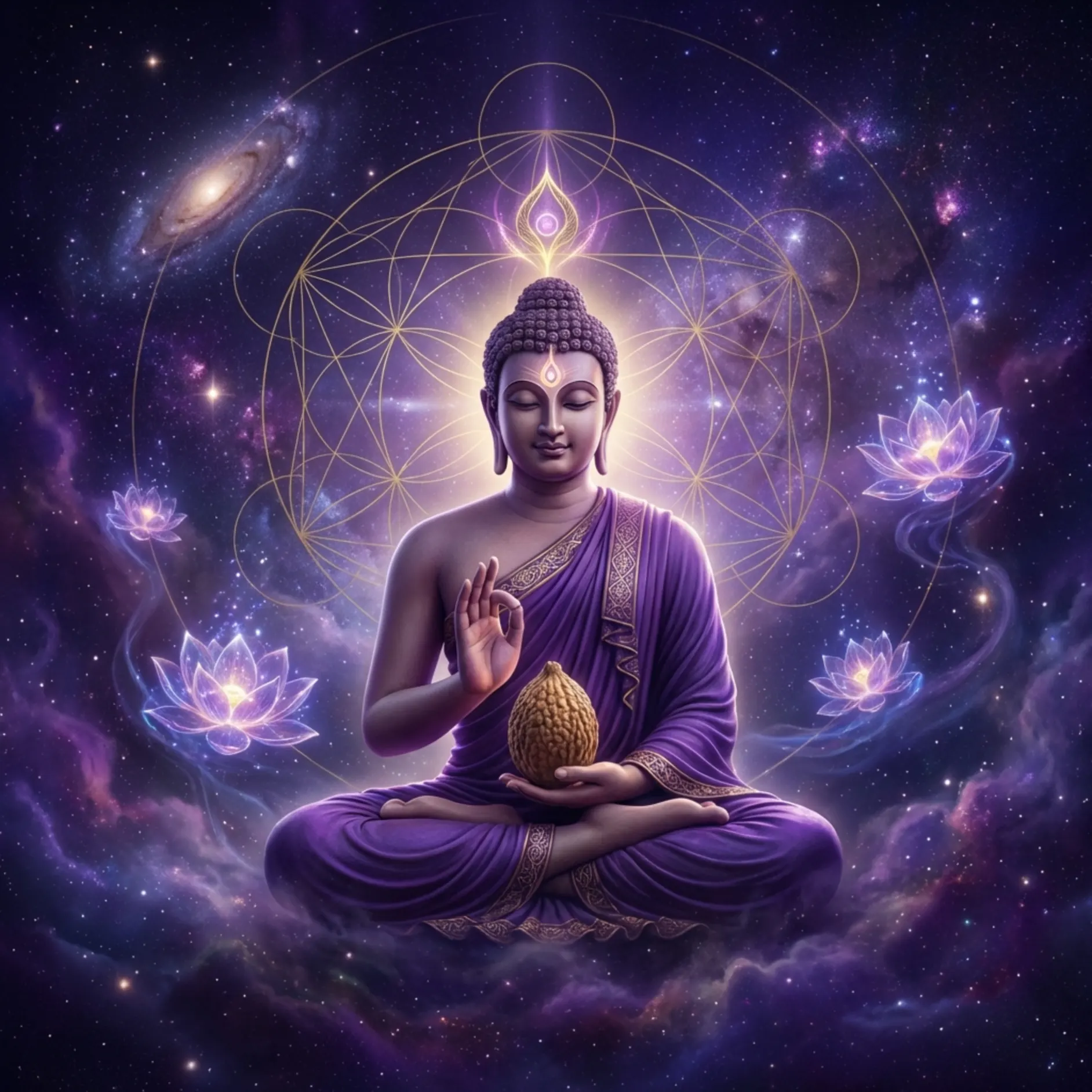 Buddha with haritaki representing spiritual awakening and third eye activation